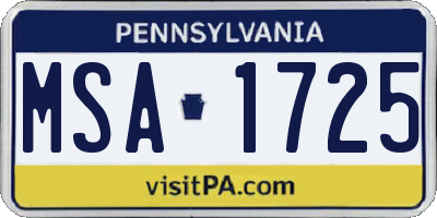 PA license plate MSA1725