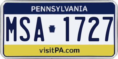 PA license plate MSA1727