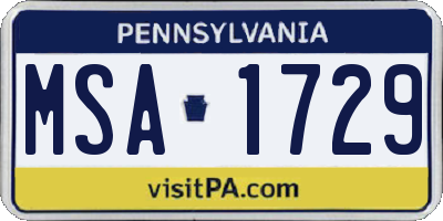 PA license plate MSA1729