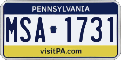 PA license plate MSA1731