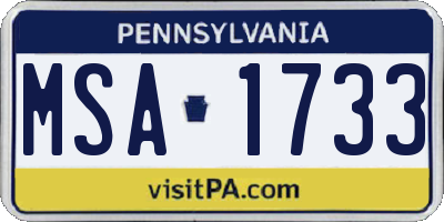 PA license plate MSA1733