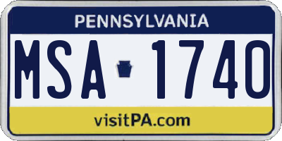 PA license plate MSA1740