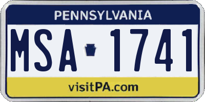 PA license plate MSA1741