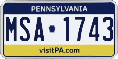 PA license plate MSA1743