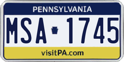 PA license plate MSA1745