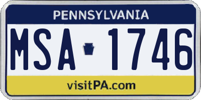 PA license plate MSA1746