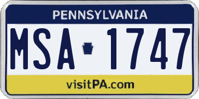 PA license plate MSA1747