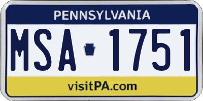 PA license plate MSA1751