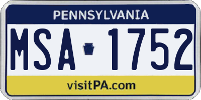 PA license plate MSA1752