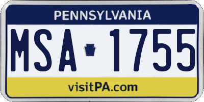 PA license plate MSA1755