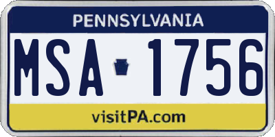 PA license plate MSA1756