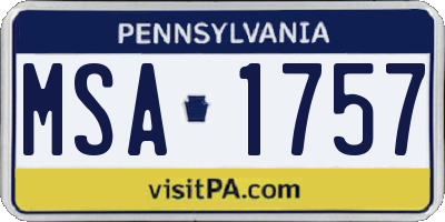 PA license plate MSA1757
