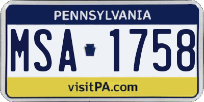 PA license plate MSA1758