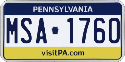 PA license plate MSA1760