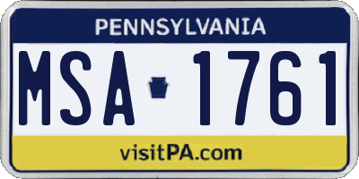 PA license plate MSA1761