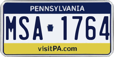 PA license plate MSA1764