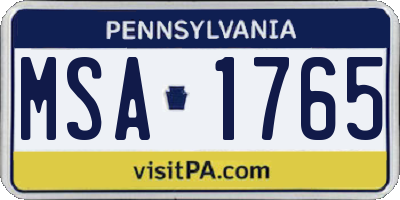 PA license plate MSA1765