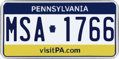 PA license plate MSA1766