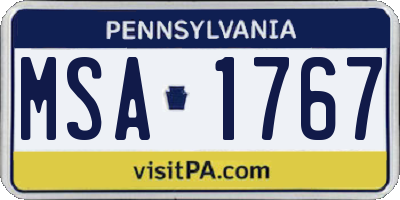 PA license plate MSA1767