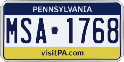 PA license plate MSA1768