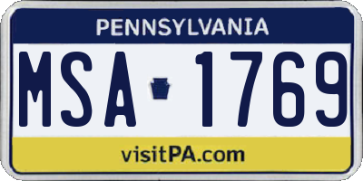 PA license plate MSA1769