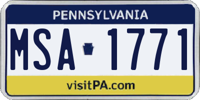 PA license plate MSA1771