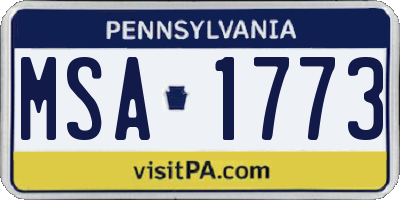 PA license plate MSA1773