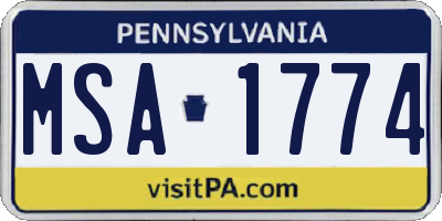 PA license plate MSA1774