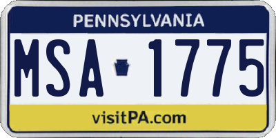 PA license plate MSA1775