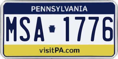 PA license plate MSA1776