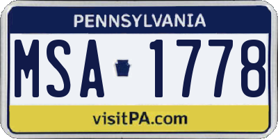 PA license plate MSA1778