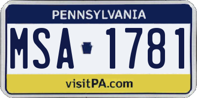 PA license plate MSA1781