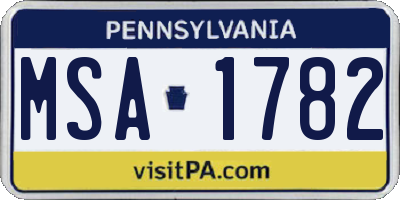 PA license plate MSA1782