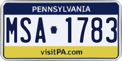 PA license plate MSA1783