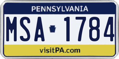 PA license plate MSA1784