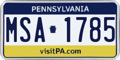 PA license plate MSA1785