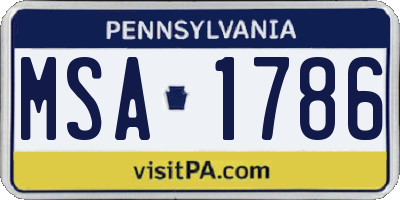 PA license plate MSA1786