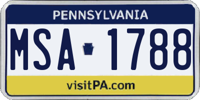 PA license plate MSA1788