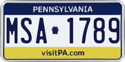 PA license plate MSA1789