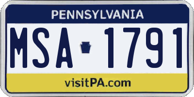PA license plate MSA1791