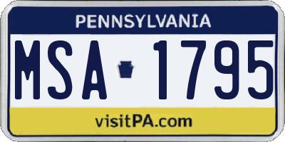PA license plate MSA1795
