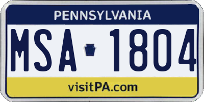 PA license plate MSA1804