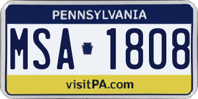 PA license plate MSA1808