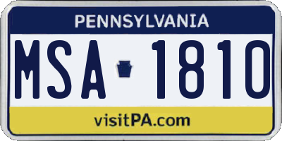 PA license plate MSA1810