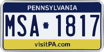 PA license plate MSA1817