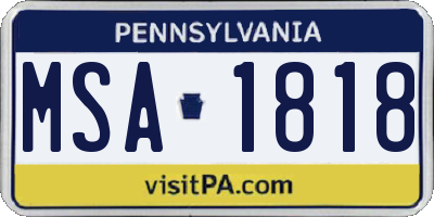 PA license plate MSA1818