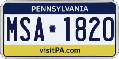 PA license plate MSA1820