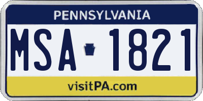 PA license plate MSA1821