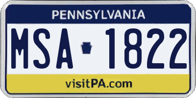 PA license plate MSA1822
