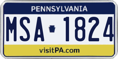PA license plate MSA1824